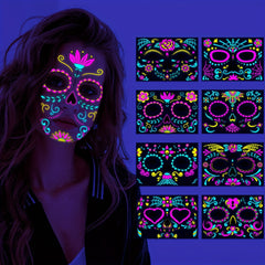Halloween Neon Face Stickers Masquerade Tattoo Stickers