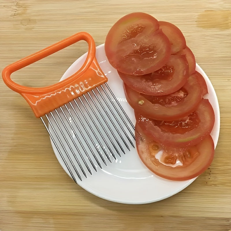 Stainless Steel Onion Insert Onion Cutting Fixer Kitchen Tool