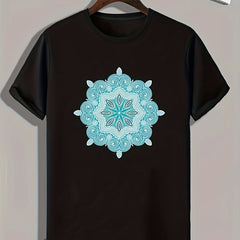 Flower Print Men's Graphic T-shirt for Summer