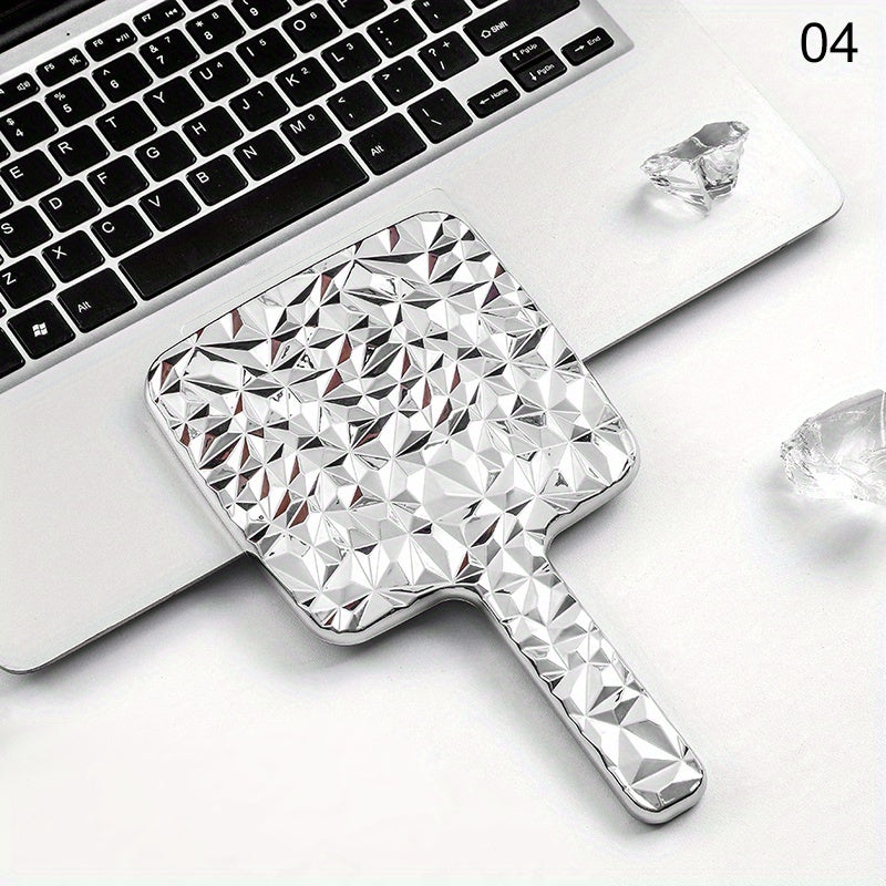 Wave Pattern Square Hand Mirror Small Vanity Mirror Portable Beauty Mirror
