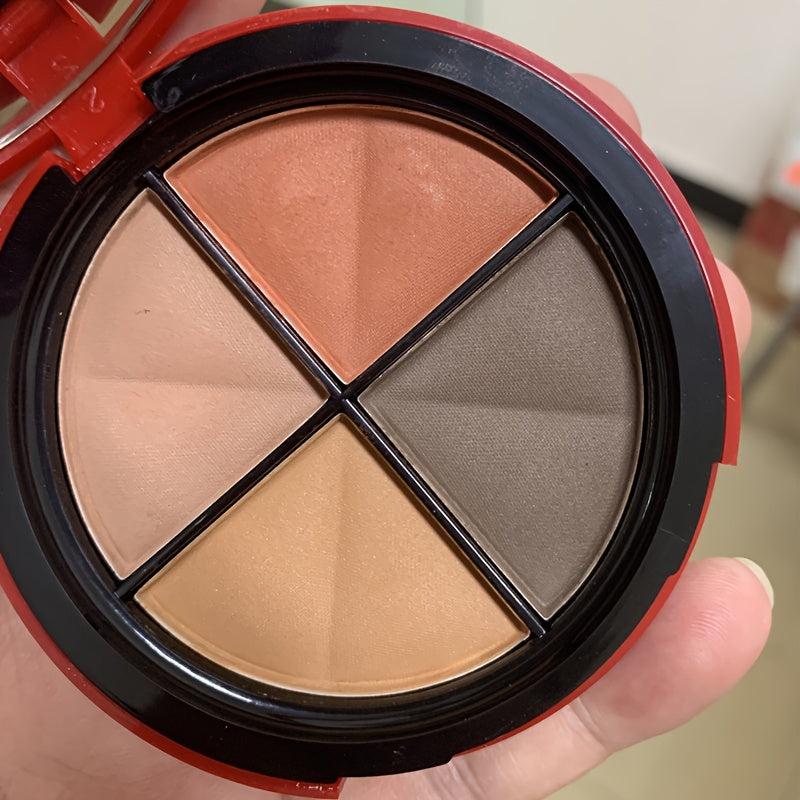 4-Color Matte Eyeshadow Palette - Olive Green Lemon Yellow Pumpkin Orange Brown