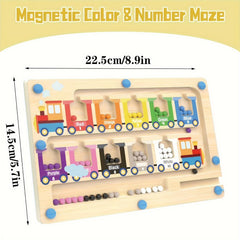 Wooden Train Magnetic Puzzle Toy Activity Counting Skill Learning Gift
