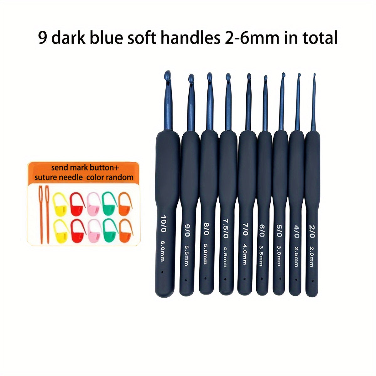9pcs Dark Crochet Set Soft Grip Ergonomic Hooks for Arthritic Hands