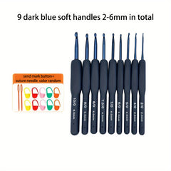 9pcs Dark Crochet Set Soft Grip Ergonomic Hooks for Arthritic Hands