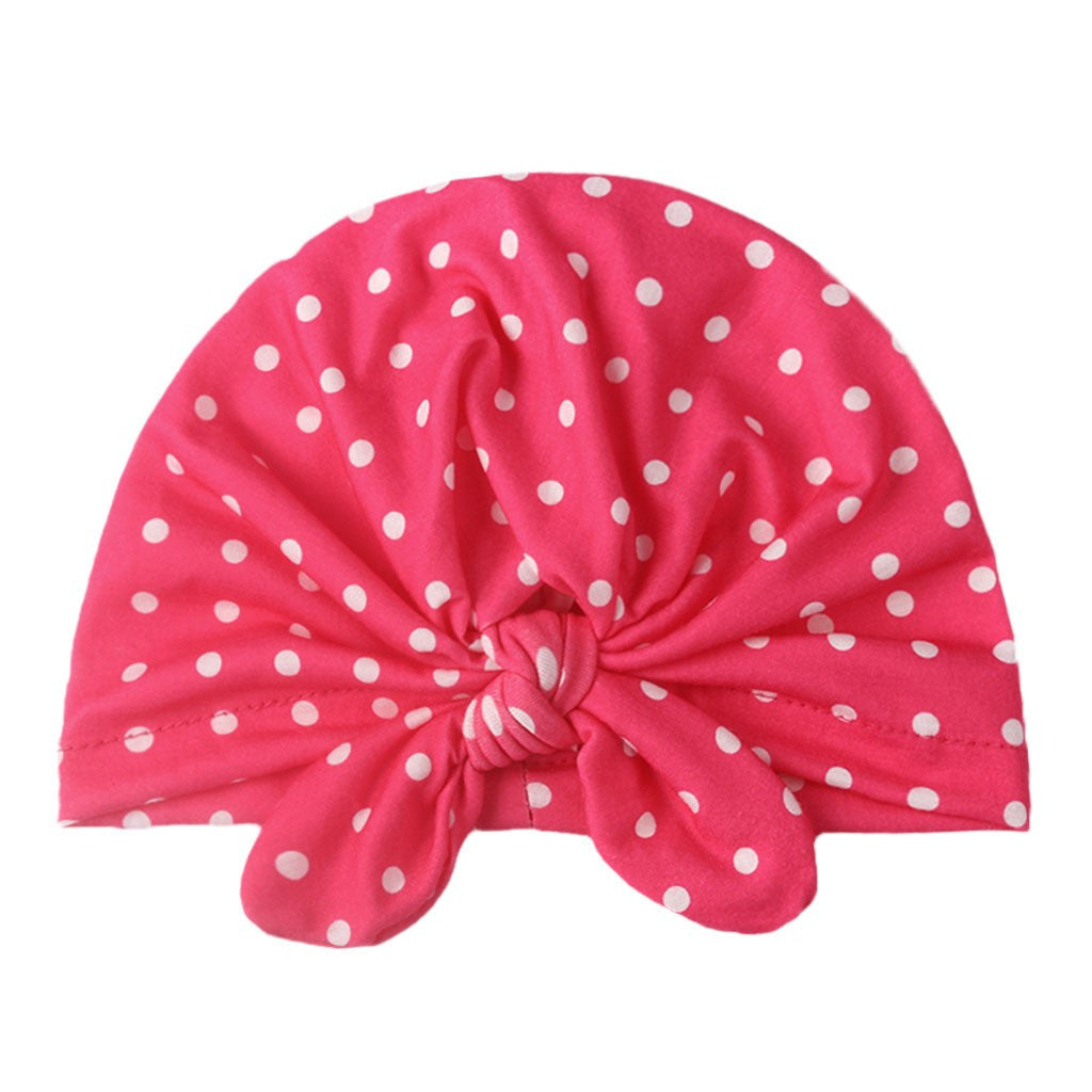 Polka Dot Rabbit Ears Baby Headscarf Hat for Daily Wear