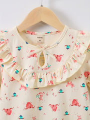 Toddler Girls Ruffle Trim Bow Puppy House Dress