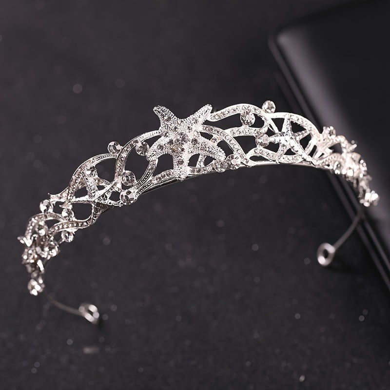 Bridal Princess Rhinestone Starfish Tiara Wedding Crown Headband
