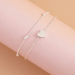 Double Layer Alloy Anklet Heart Decor Fashion Jewelry for Women Girls