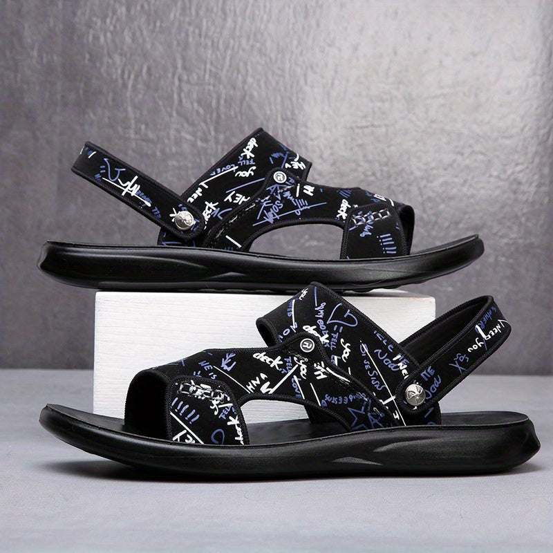 Men's Letter Print Slip-On Slide Sandals Outdoor Walking Shoes