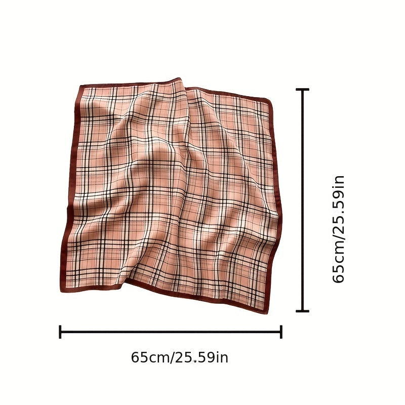 Plaid Print Bandana Classic British Style Shawl Casual Square Scarf