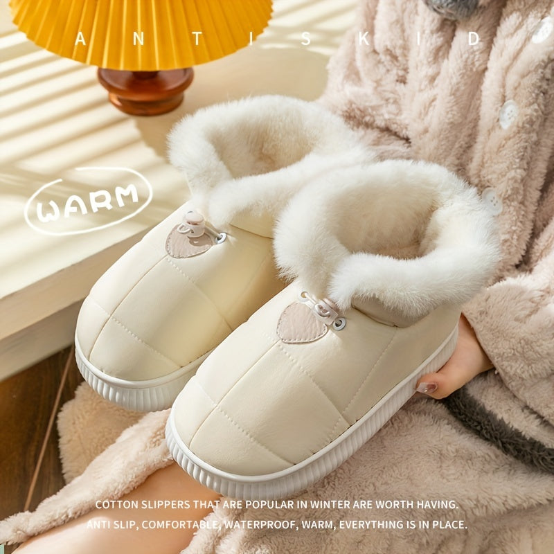 Plush Lined Slipper Boots Waterproof Thermal Snow Boots