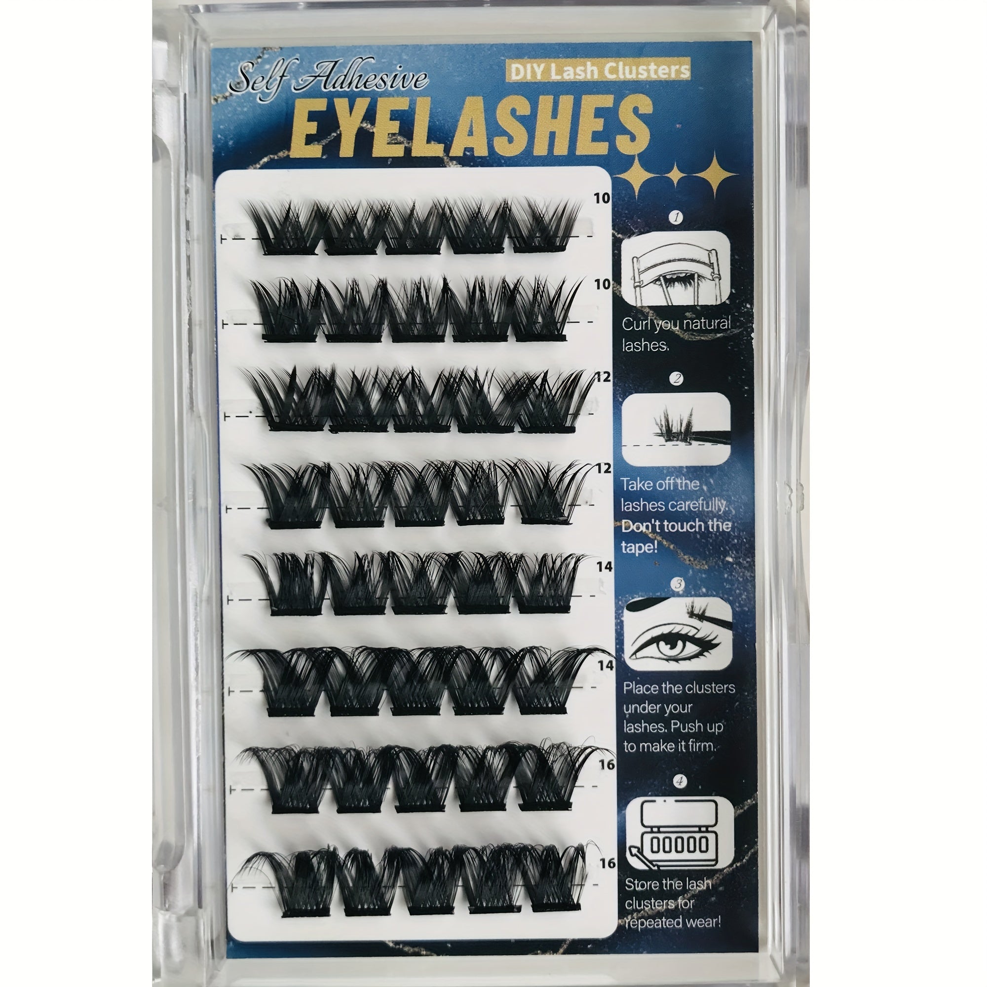 Self Adhesive False Eyelashes 8-16mm Clusters Natural DIY Thick Lashes