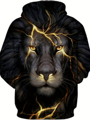 Men's Lion Graphic Hoodie Stretch 3D Print Sweatshirt