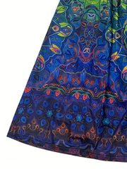 Colorblock Floral Print Maxi Dress