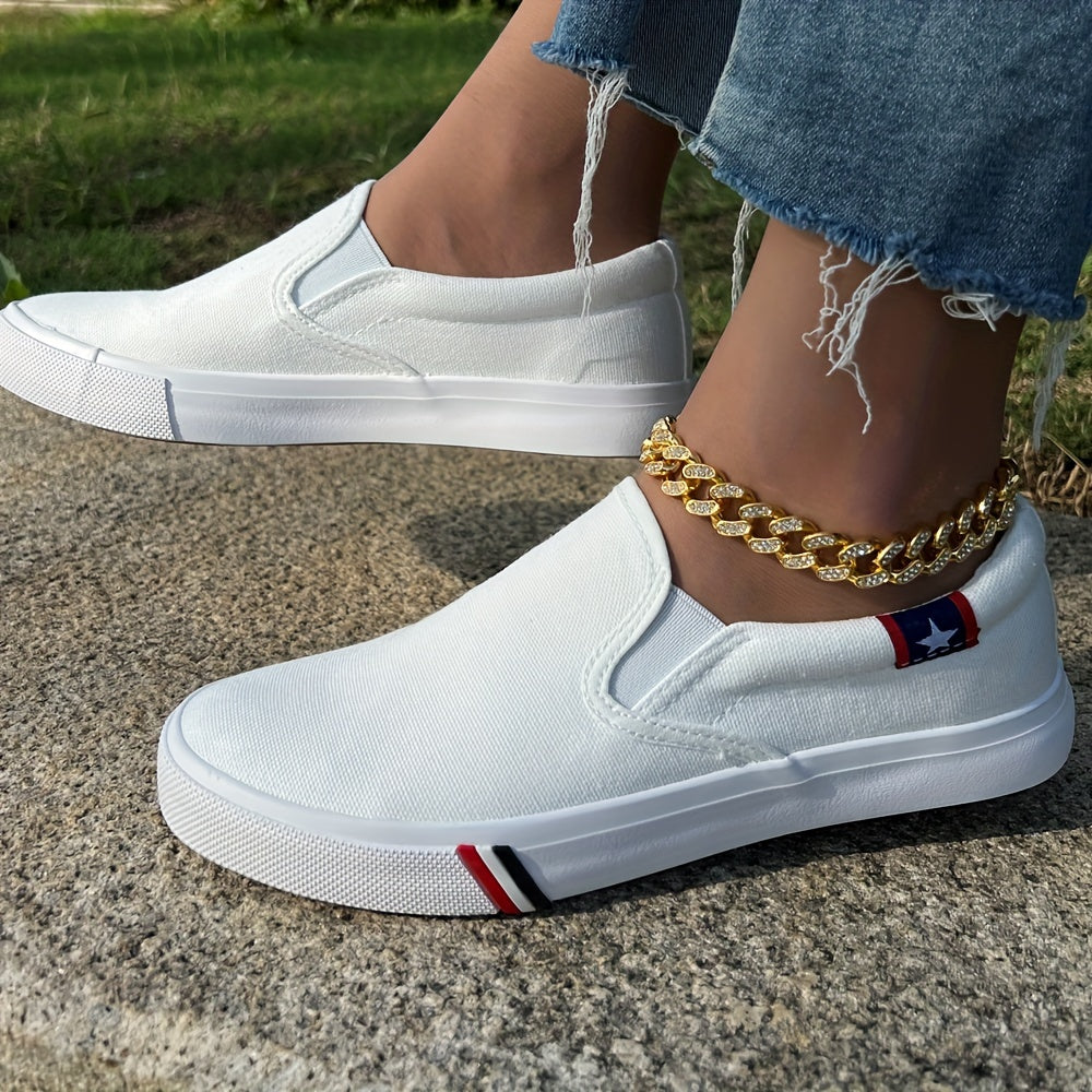 Women's Star Pattern Canvas Shoes Slip On Lightweight Sneakers