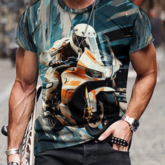 Men's Driver Print T shirt Active Comfy Slightly Stretch Crew Neck Tee
