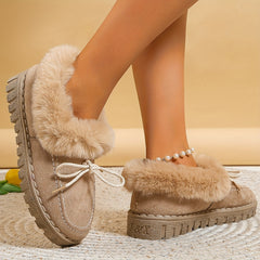 Women's Fluffy Short Boots Thermal Slip On Snow Boots