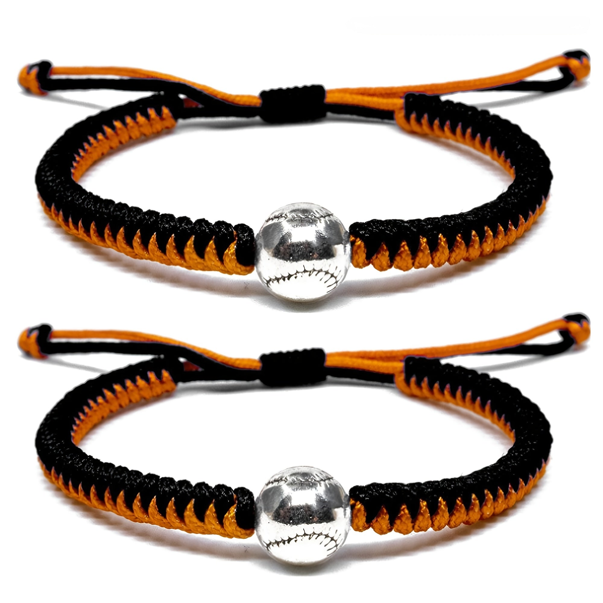 2 Pcs Soccer Baseball Bracelets for Women Team Spirit Game Decor Handwoven Brac
