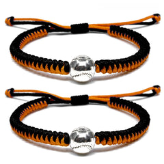 2 Pcs Soccer Baseball Bracelets for Women Team Spirit Game Decor Handwoven Brac