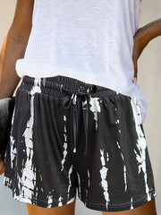 Random Print Drawstring Shorts for Women