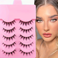 5 Pairs Manga Lashes 14mm Natural Look Individual Clusters Like Lashes Anime