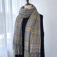 Plaid Scarf Winter Warm Cashmere-Like Women Long Scarves Lady Tassel Shawl