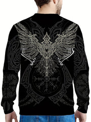 Vintage Graphic Print Men's Sweatshirt Long Sleeve Crew Neck Tops