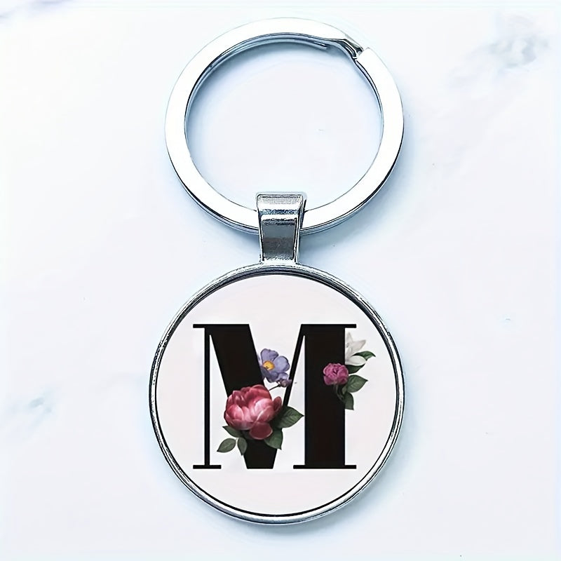 Letter Print Pendant Keychain Metal Alloy Key Chain Keyring Gift