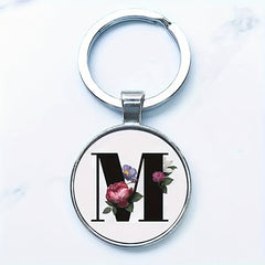 Letter Print Pendant Keychain Metal Alloy Key Chain Keyring Gift