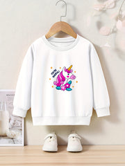 Unicorn Print Girls Crew Neck Sweatshirt Long Sleeve Kids Tops