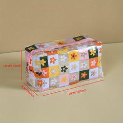 Floral Pattern Makeup Bag PVC Waterproof Zipper Cosmetic Bag