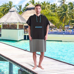 Microfiber Surfing Wetsuit Changing Towel Robe Poncho Hood Pocket