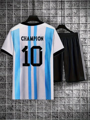 Argentina Jersey No 10 Training Football Set Men Short Sleeve T shirt