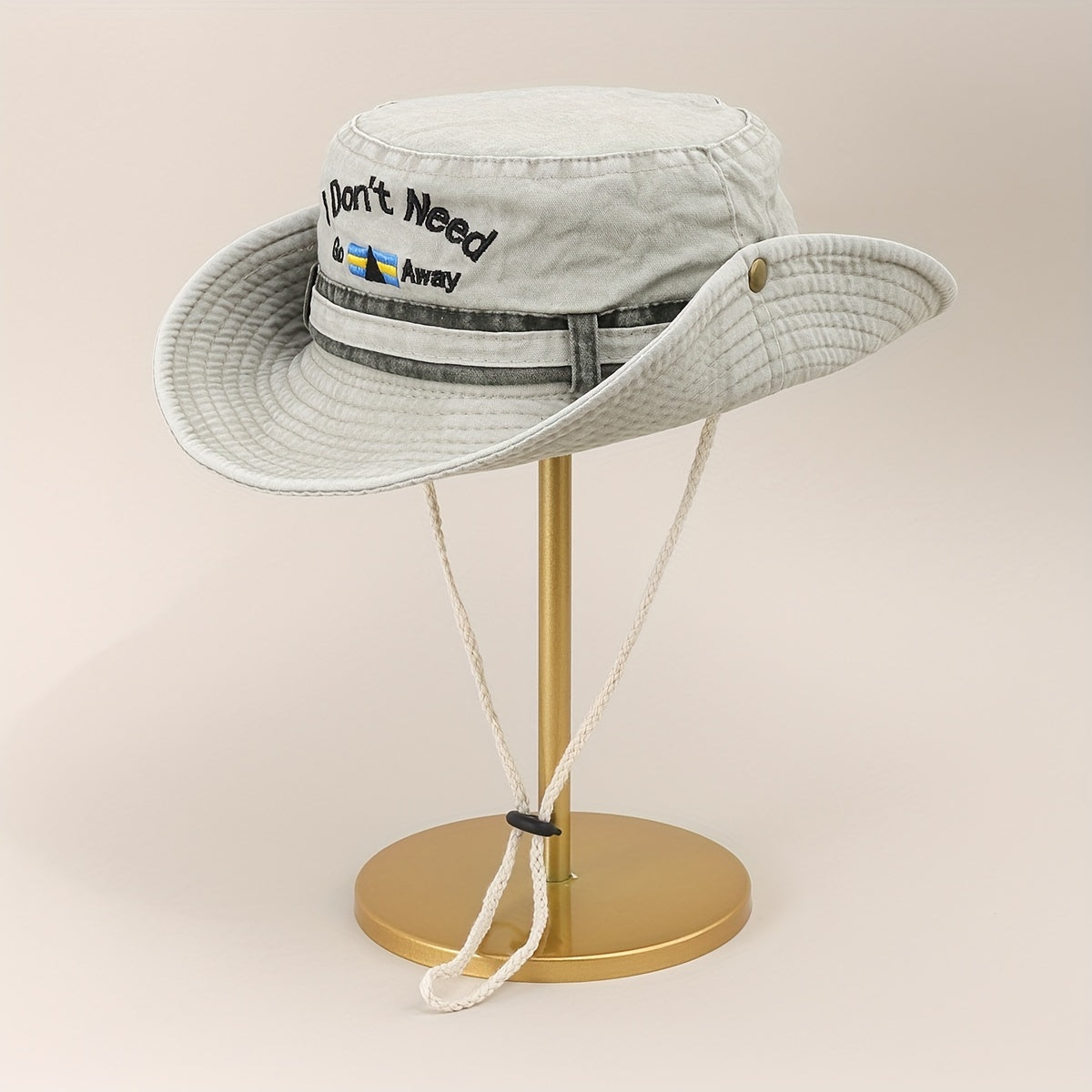 Embroidered Drawstring Bucket Hat Cowboy Hat