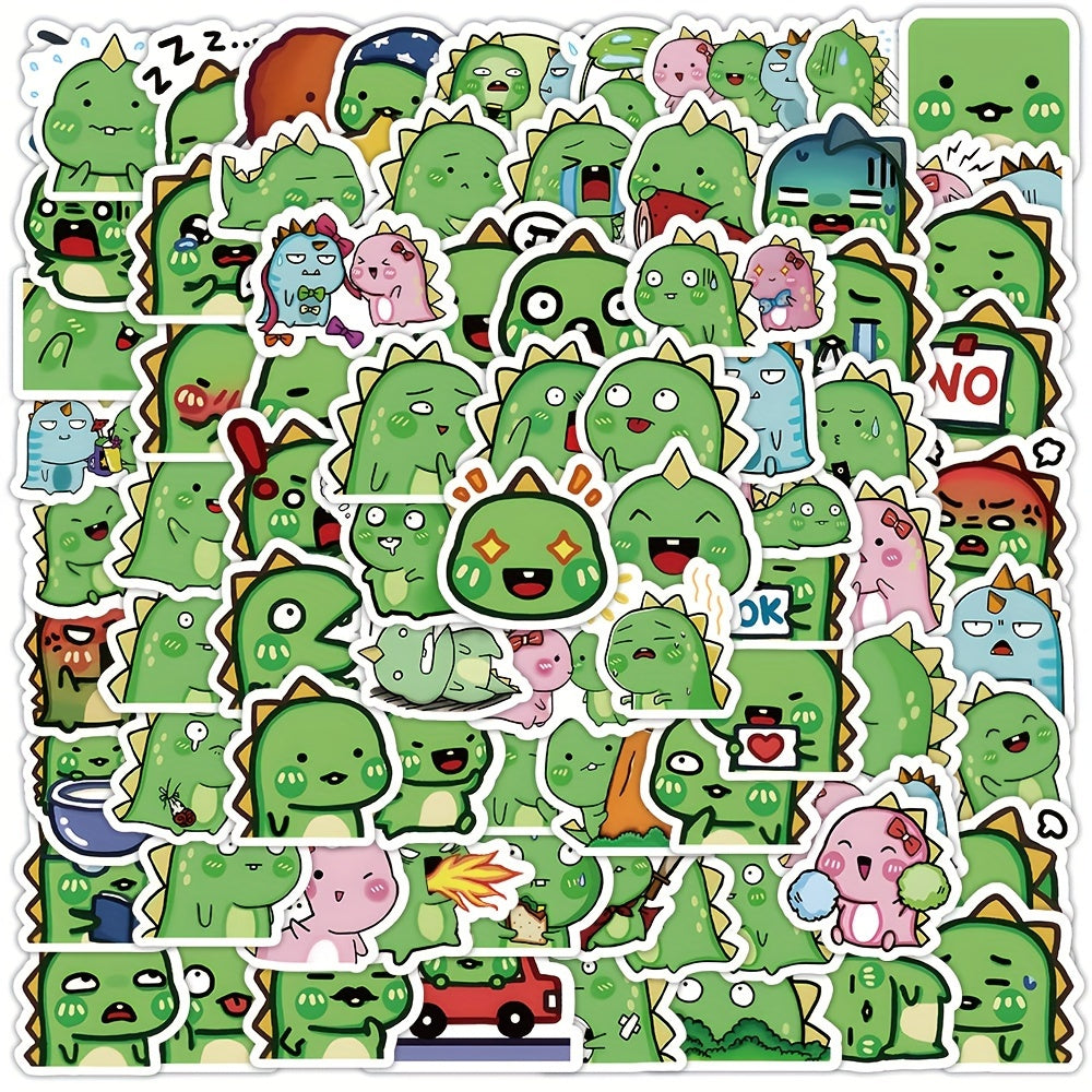 100pcs Green Dino Stickers - Waterproof DIY for Guitar, Phone