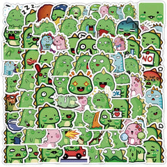 100pcs Green Dino Stickers - Waterproof DIY for Guitar, Phone