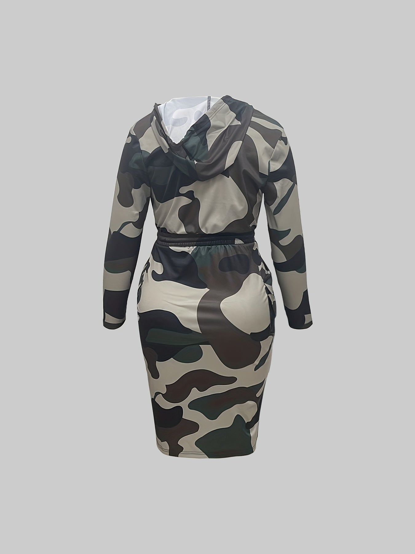 Women's Plus Camo Print Hoodie Dress With Pockets