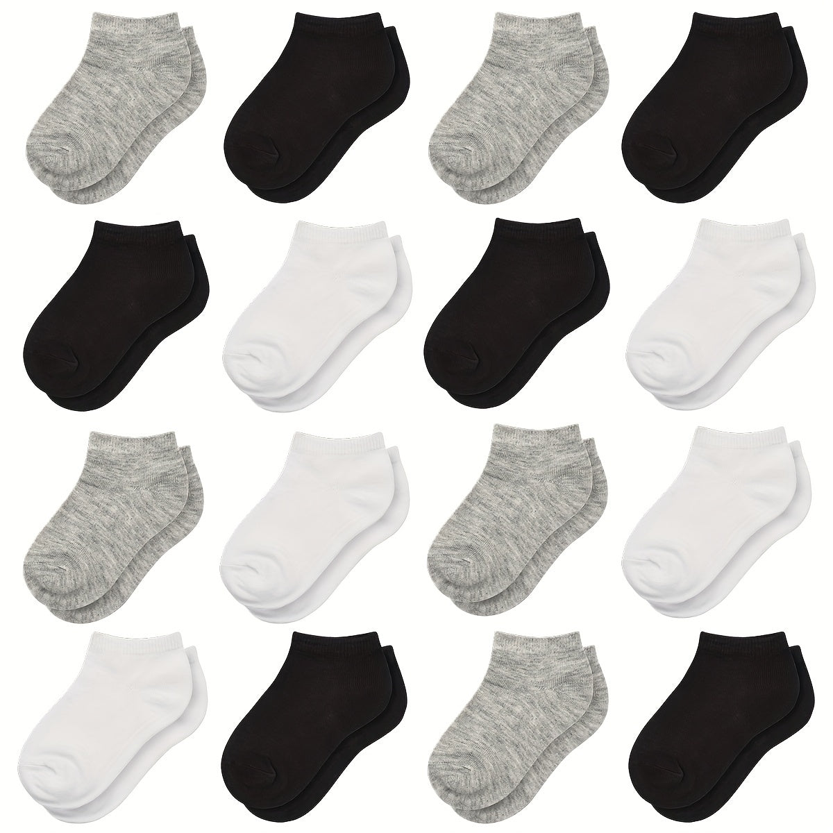 16 Pairs Boys Kids Breathable Comfy Short Socks Ankle Children's Plain Socks