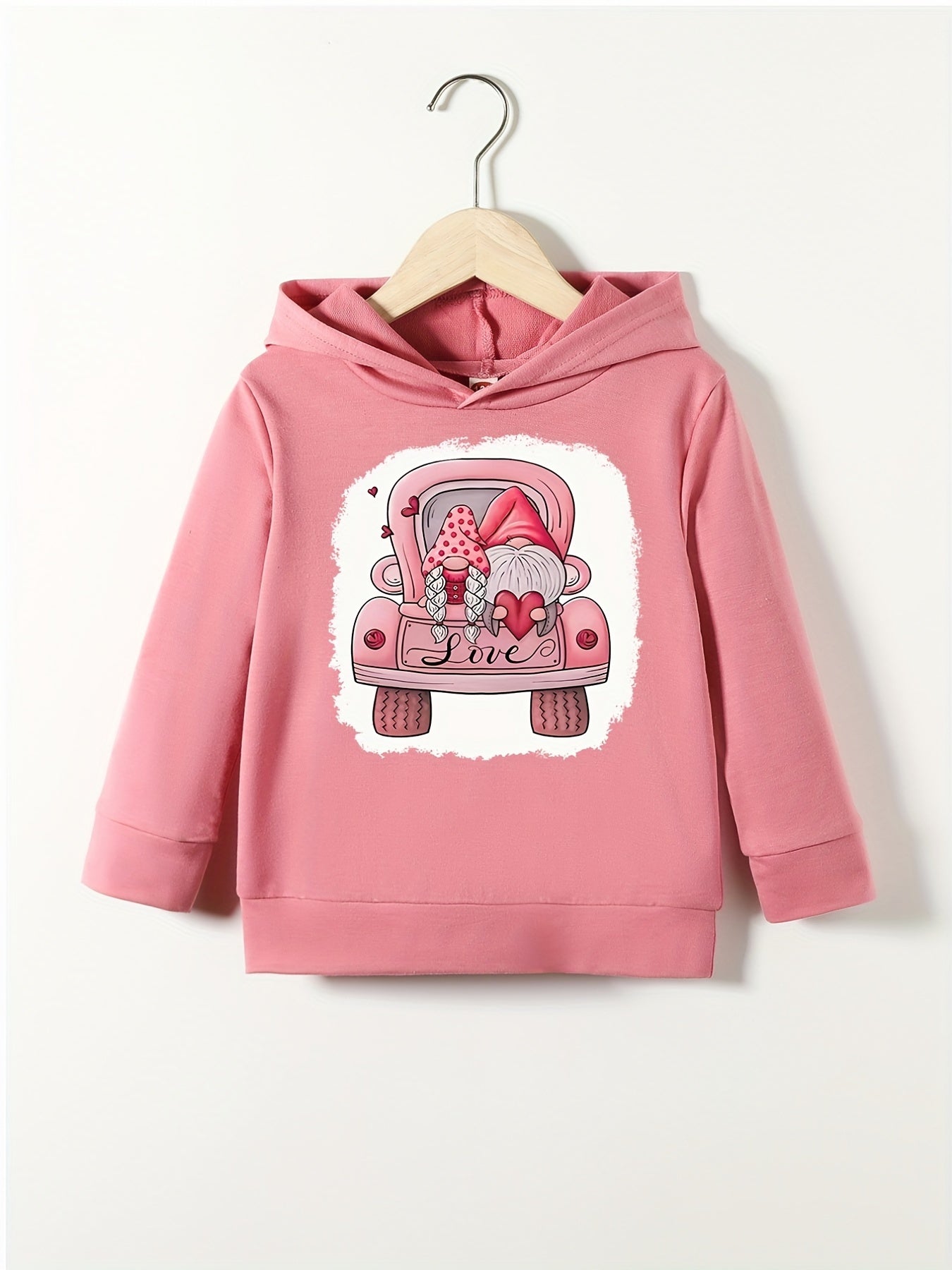 Christmas Truck Print Hooded Sweatshirt Top for Girls