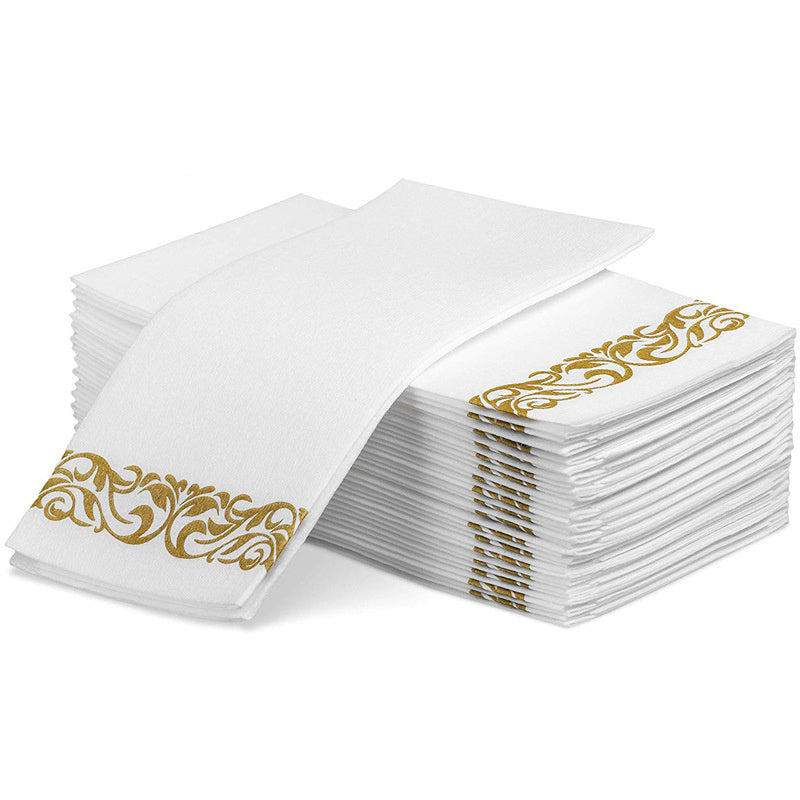 25 Pcs Disposable Western Food Dust Paper Towel Silver Napkin Lace Paper