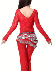 Belly Dance Hip Skirt Coins Scarf Sequin Wrap Skirt