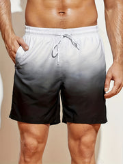 Gradient Stripe Pattern Quick-drying Beach Shorts Men's Summer Shorts