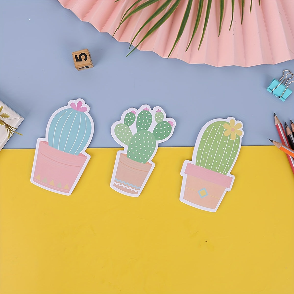 3pcs Cactus Sticky Notes, Cartoon Creative Office Novelty Sticky Notes