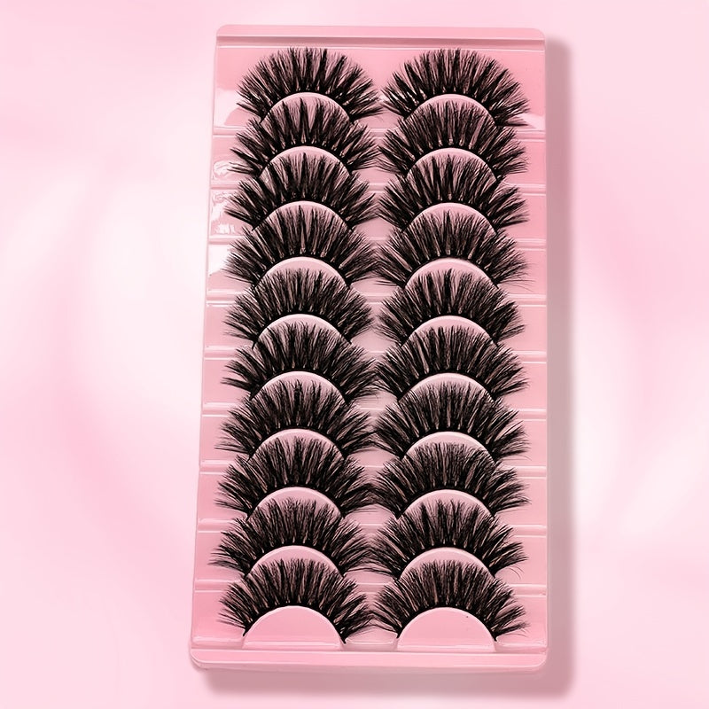 10 Pairs 3D Fluffy Faux Mink Lashes - Natural and Dramatic Look