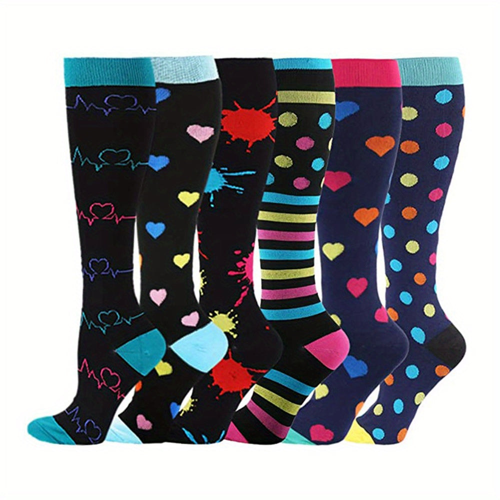 6 Pairs Sport Compression Thigh Socks for Running & Hiking