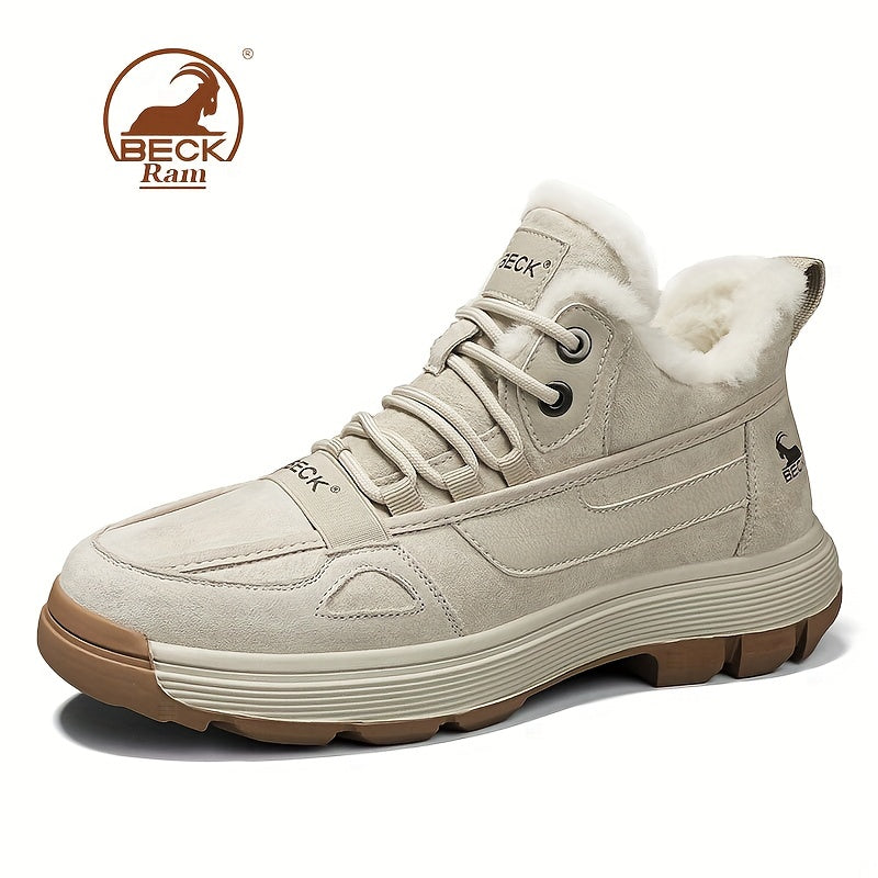 Men's Winter Snow Boots Windproof Hiking Shoes With Fuzzy Lining