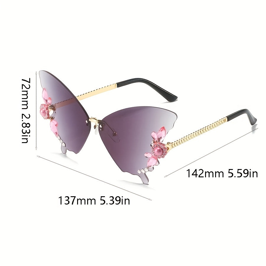 Rhinestone Gradient Butterfly Sunglasses UV400