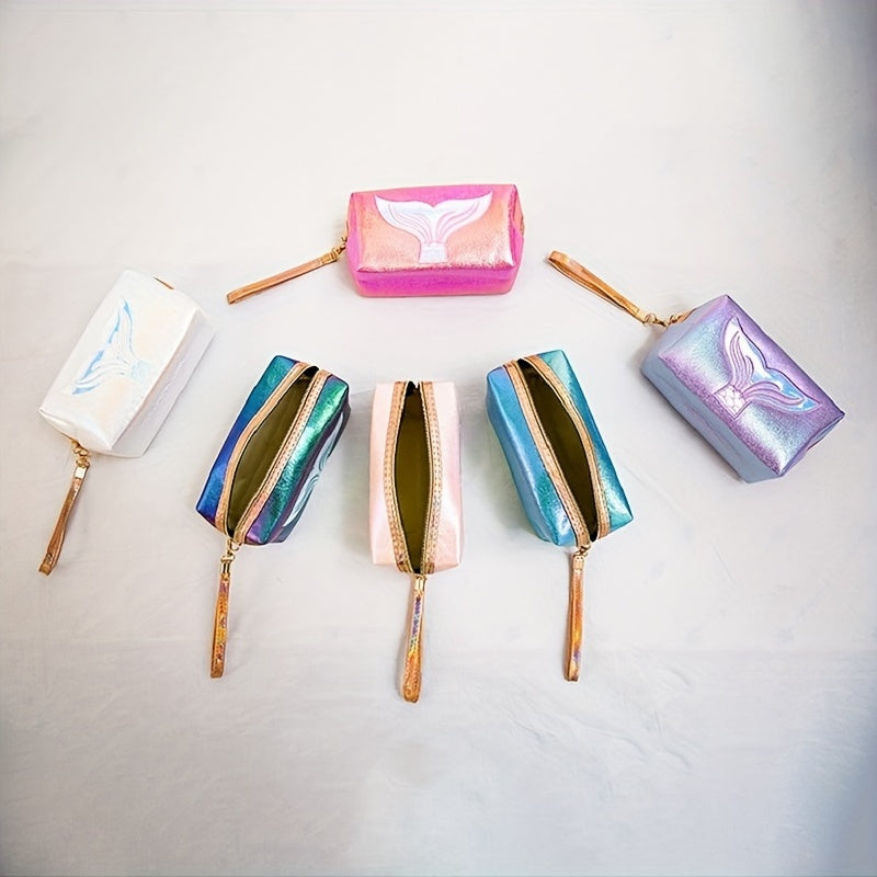 Mermaid Tail Makeup Bag Laser Travel Cosmetic Bag Organizer With Wrist Strap