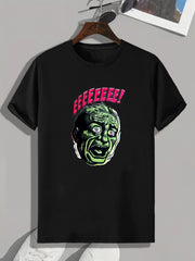 Surprised Expression Print Men's Graphic T-shirt for Summer