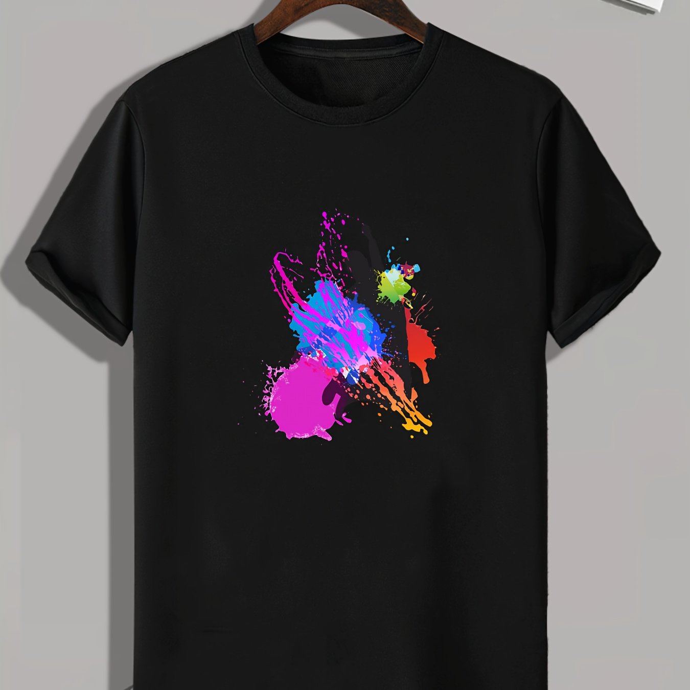 Colorful Paint Print Men's Graphic T shirt Casual Comfy Tees For Summer
